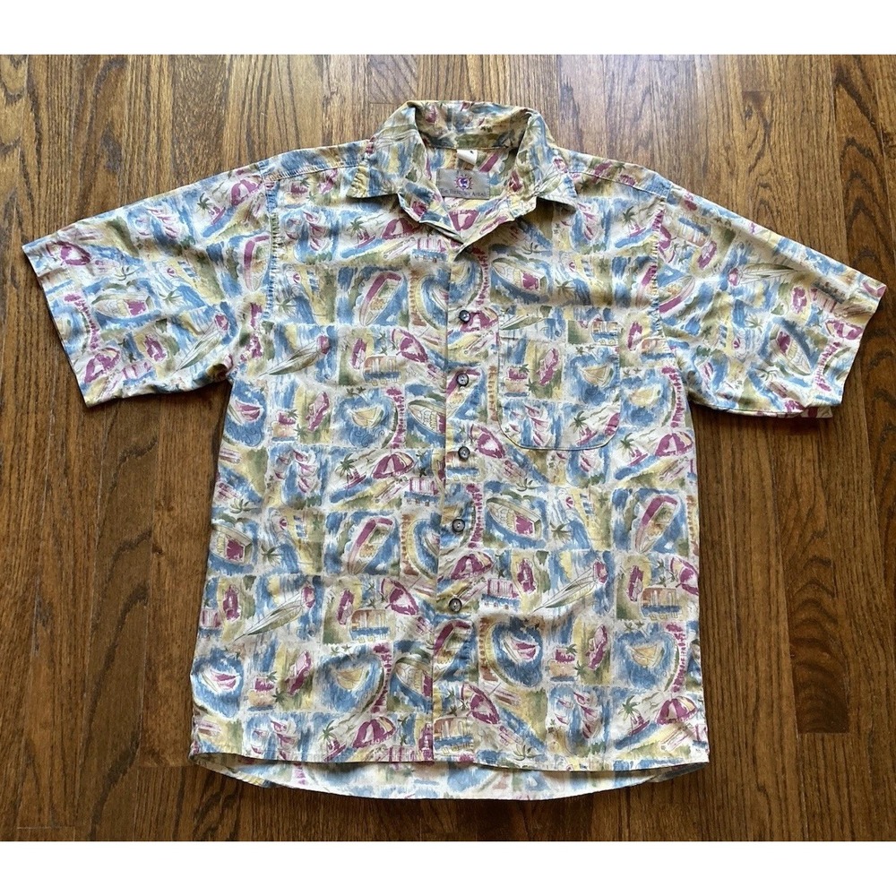 VTG 90s Territory Ahead Shirt Mens XL AOP Short Sleeve Watercolor Art Deco USA